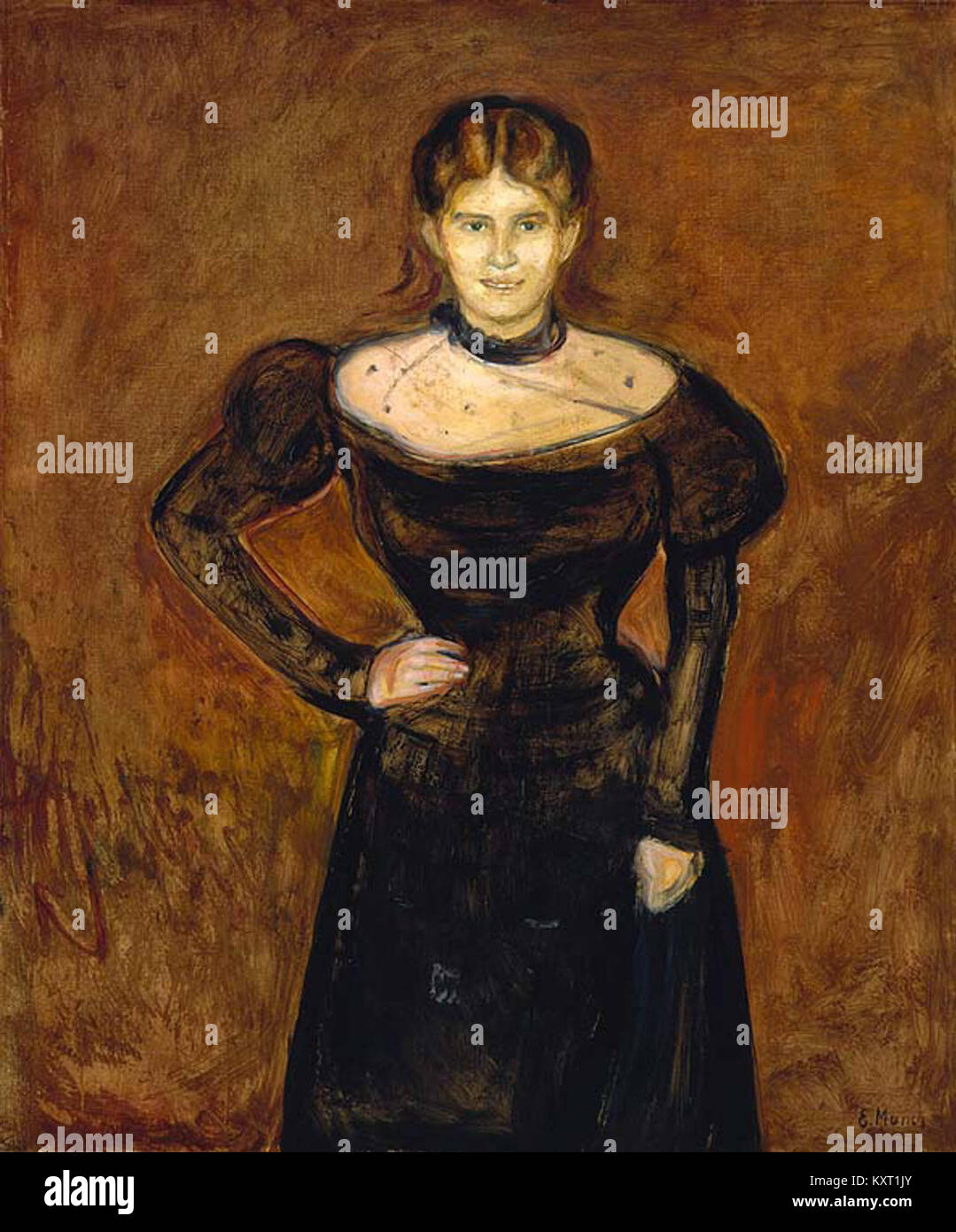 Le portrait de 1899 d'Edvard Munch 'Aase Nørregaard 2' capture l'intensité émotionnelle et l'expressionnisme pour lesquels Munch est connu, mettant en scène son sujet avec une expression sombre. Banque D'Images