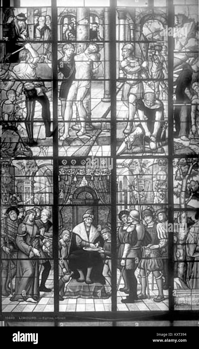 Les vitraux de l'église Saint-Pierre de Limours représentent des scènes de la passion du Christ, représentant des exemples remarquables de l'art religieux et du patrimoine culturel français. Banque D'Images