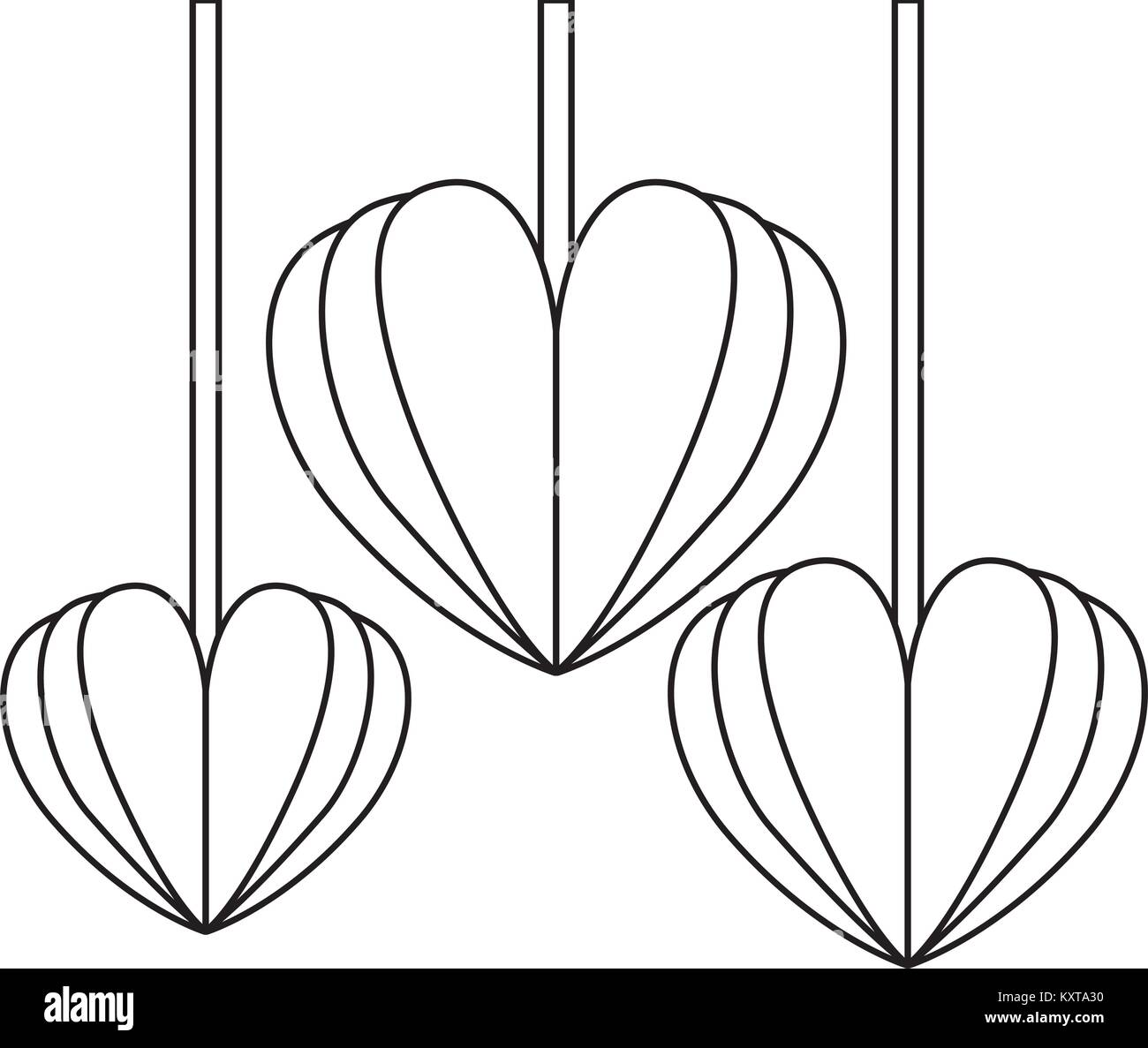 Amour coeurs suspendus décoratifs Illustration de Vecteur