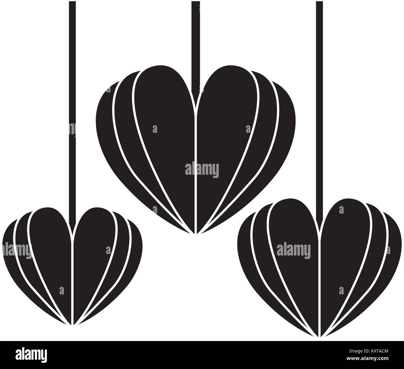 Amour coeurs suspendus décoratifs Illustration de Vecteur