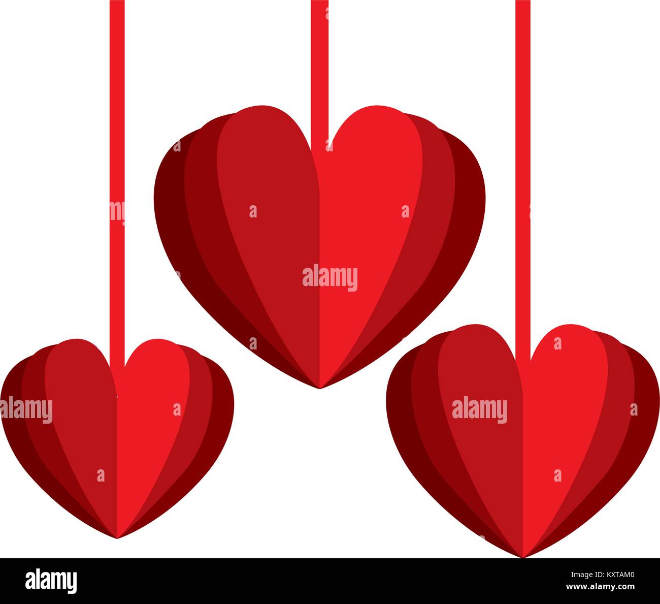 Amour coeurs suspendus décoratifs Illustration de Vecteur