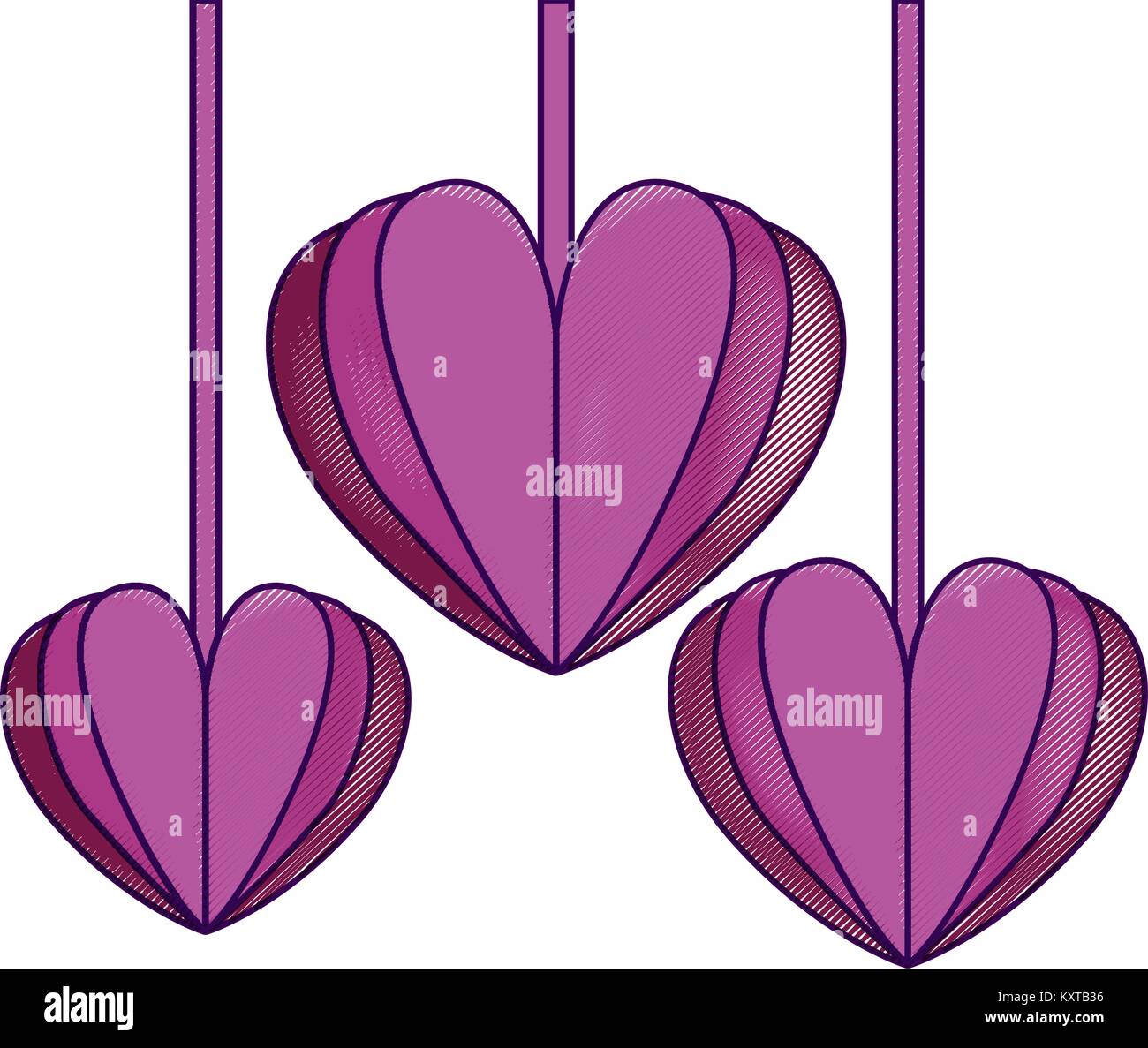 Amour coeurs suspendus décoratifs Illustration de Vecteur