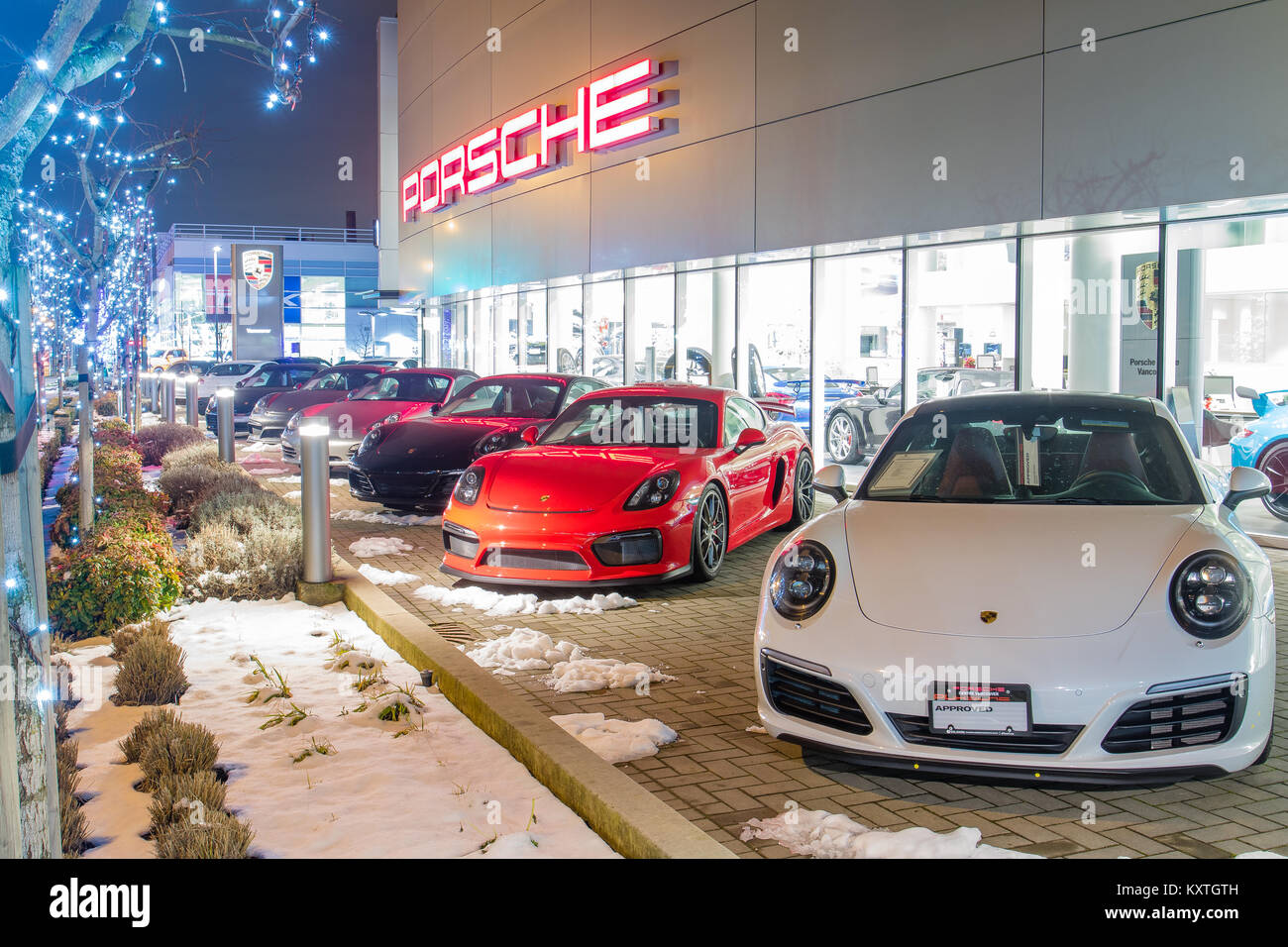 Vancouver BC, Canada - 9 janvier 2018 : Porsche est un constructeur automobile allemand spécialisé dans les voitures de haute performance. Porsche. Banque D'Images