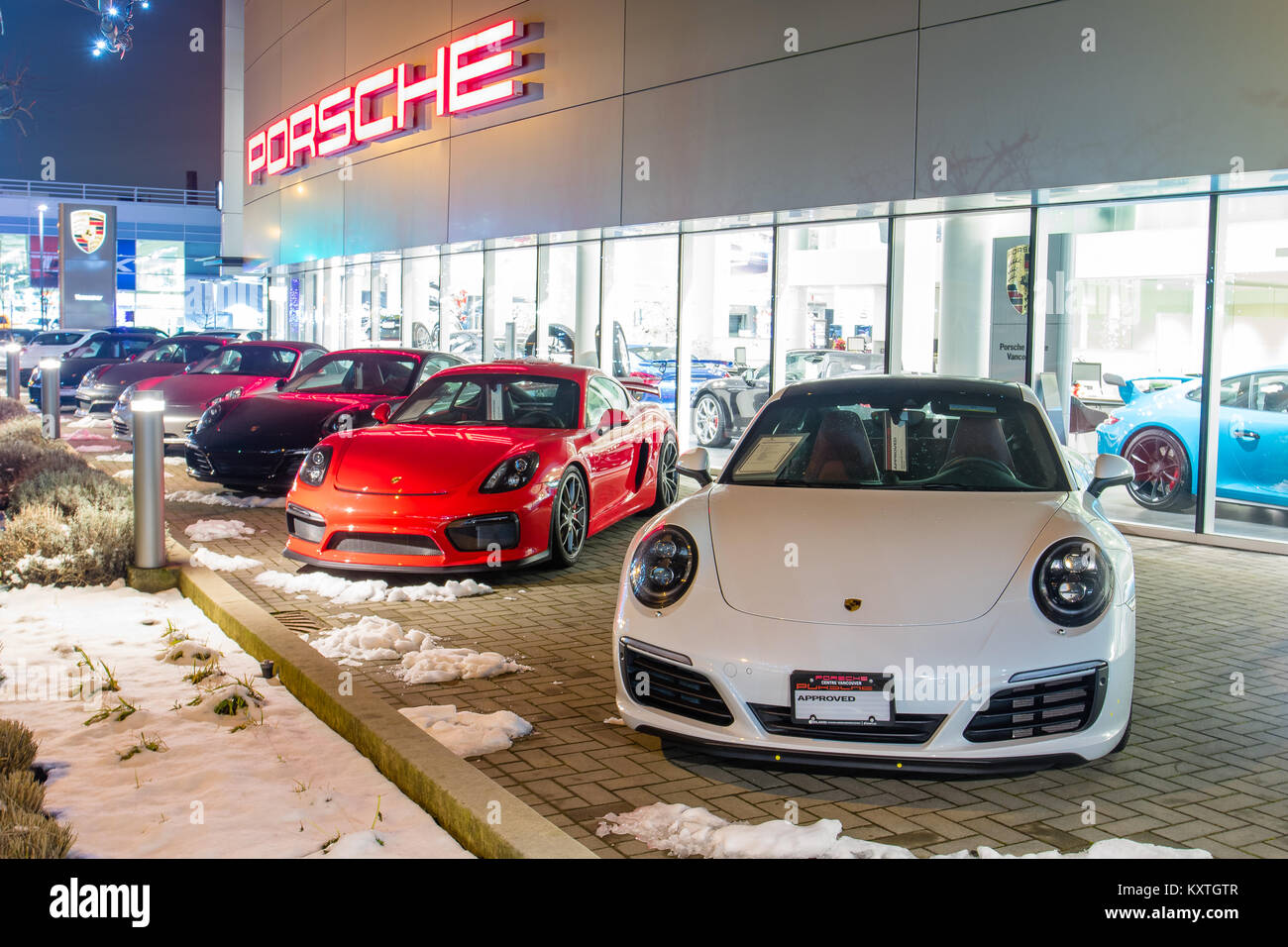 Vancouver BC, Canada - 9 janvier 2018 : Porsche est un constructeur automobile allemand spécialisé dans les voitures de haute performance. Porsche. Banque D'Images