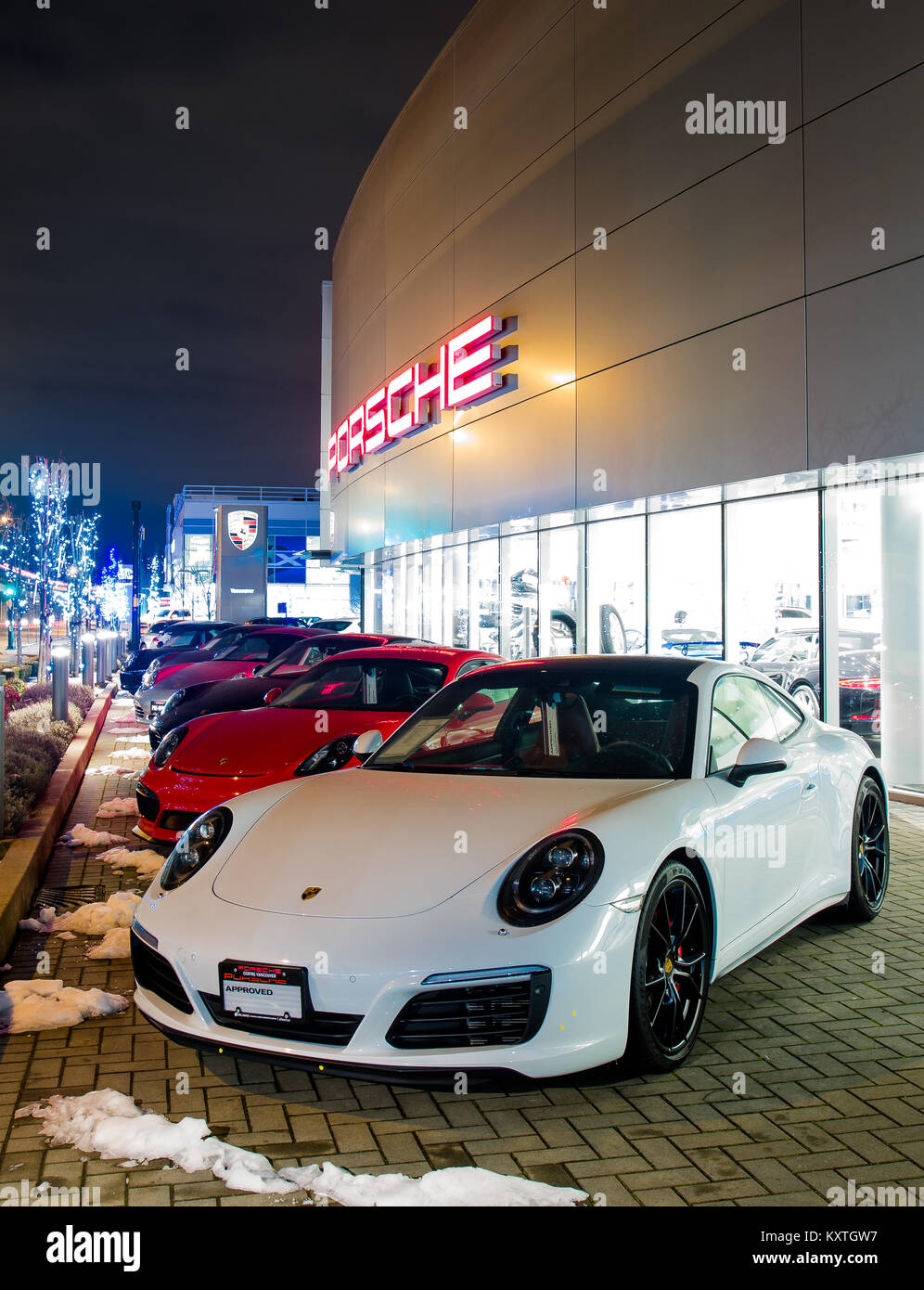 Vancouver BC, Canada - 9 janvier 2018 : Porsche est un constructeur automobile allemand spécialisé dans les voitures de haute performance. Porsche. Banque D'Images