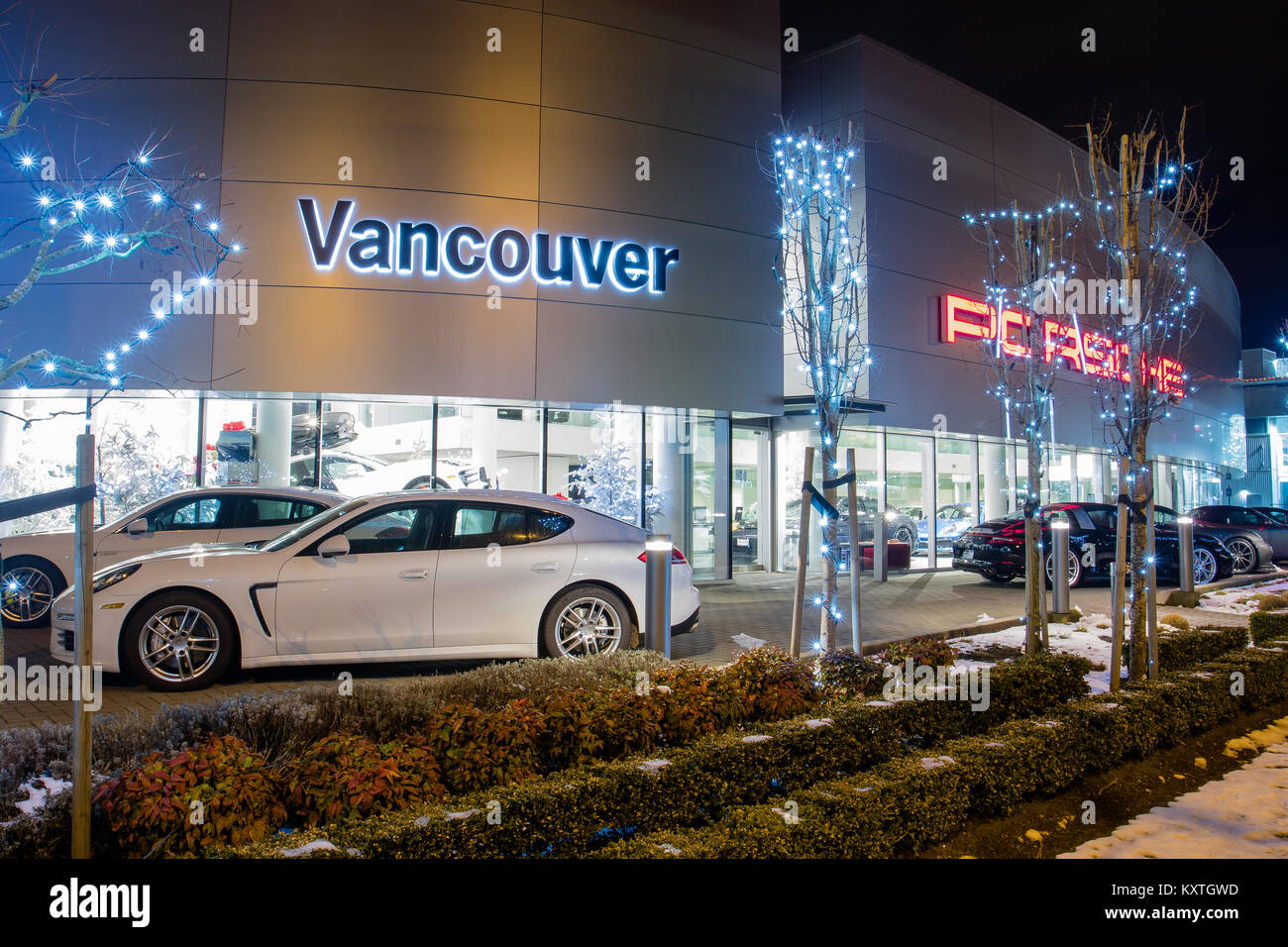 Vancouver BC, Canada - 9 janvier 2018 : Porsche est un constructeur automobile allemand spécialisé dans les voitures de haute performance. Porsche. Banque D'Images