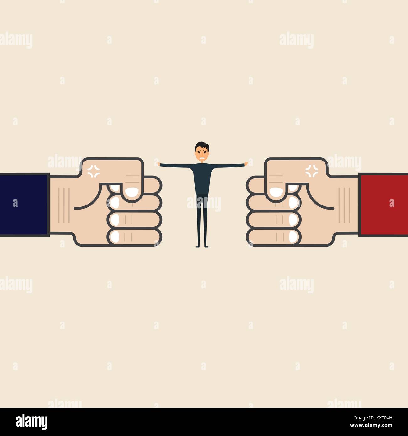 La médiation ou l'arbitre de la concurrence,concept.Businessman et bleu,coin rouge sign.médiateur aide les parties à résoudre un conflit ou différend.RESOLUT Illustration de Vecteur