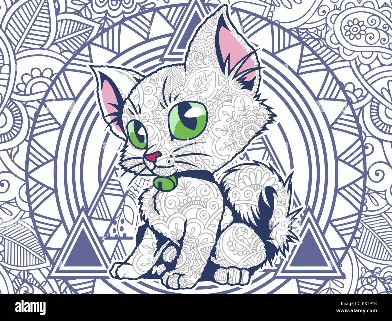 Illustration de cat doodle pour des profils stress release page à colorier Illustration de Vecteur