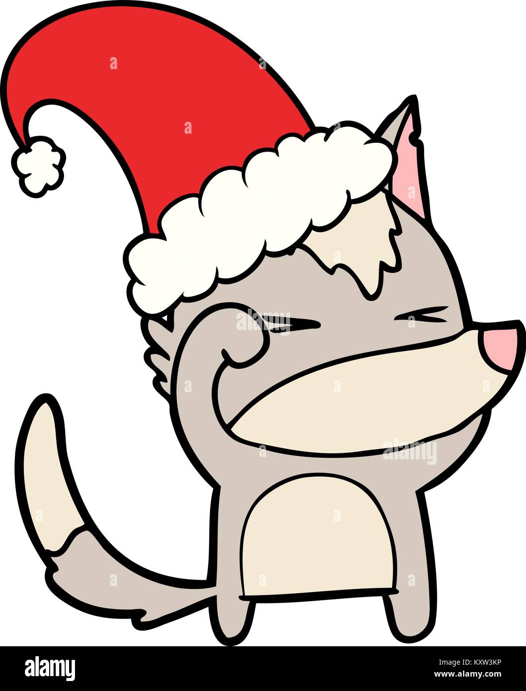 Dessin animé loup fatigué portant chapeau de Noël Image Vectorielle Stock -  Alamy