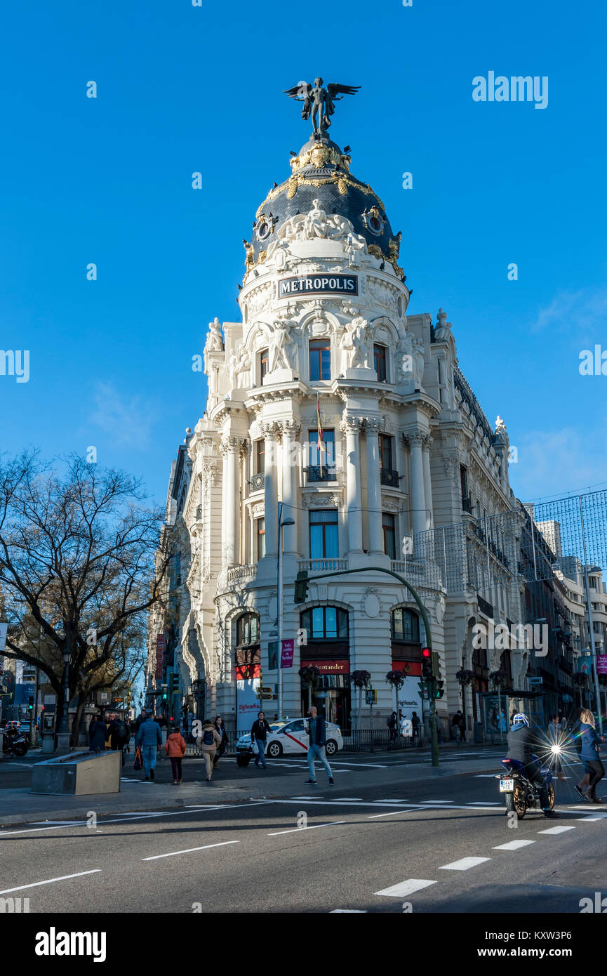 Edificio Metrópolis, Madrid, Espagne Banque D'Images