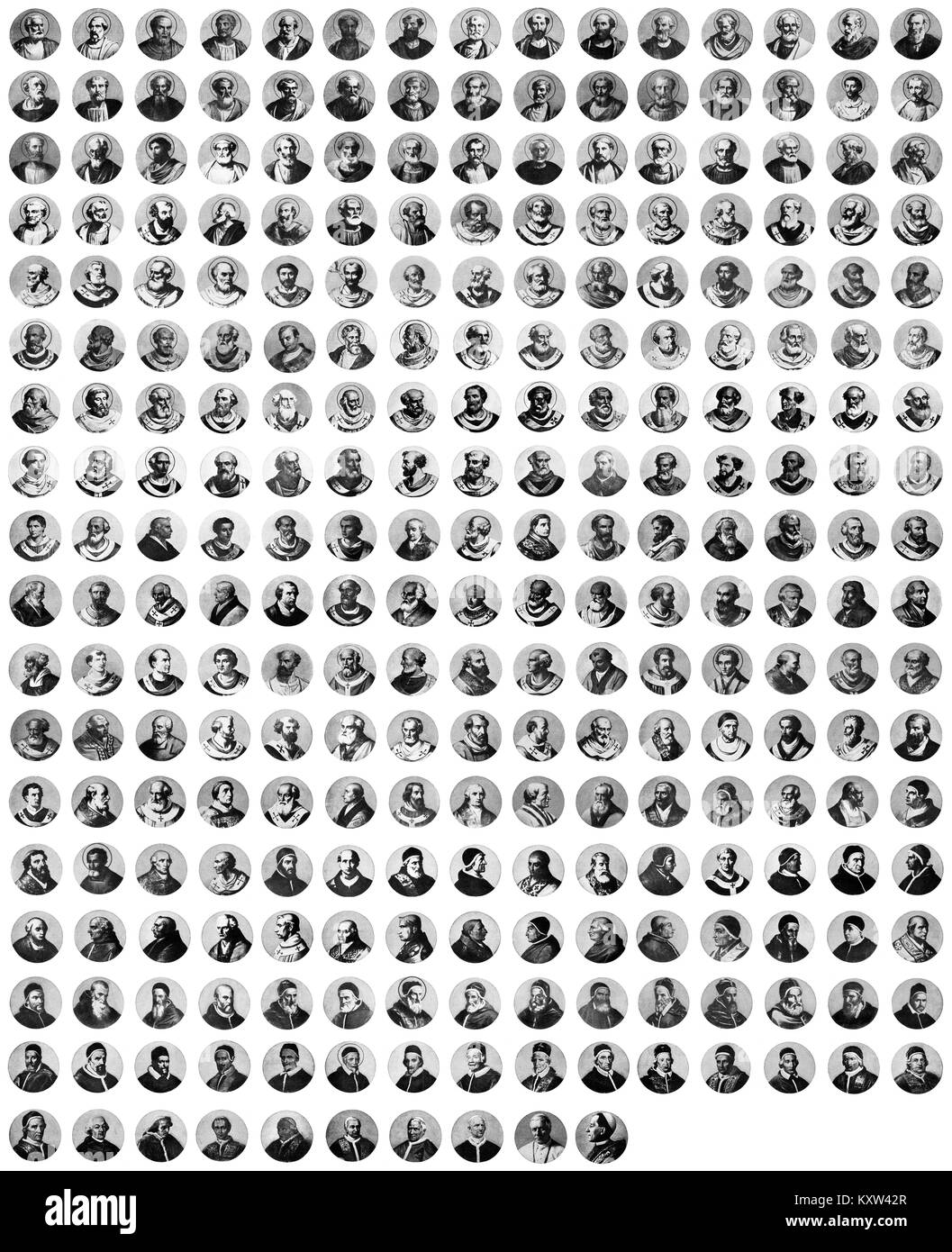 Portraits de tous les papes de l'Église catholique de 30 à 1914 Banque D'Images