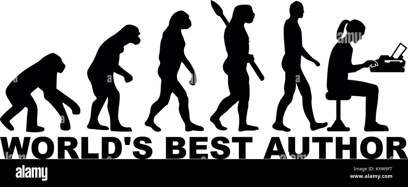 L'évolution des mondes meilleurs auteur féminin avec machine à écrire Banque D'Images