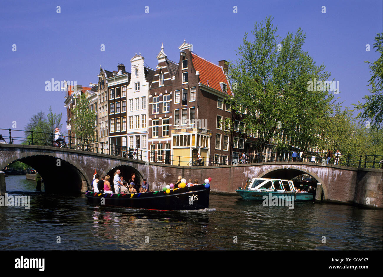 Les Pays-Bas, Amsterdam, âge d'or des maisons à canal appelé Keizersgracht. UNESCO World Heritage Site. 17e siècle. Banque D'Images
