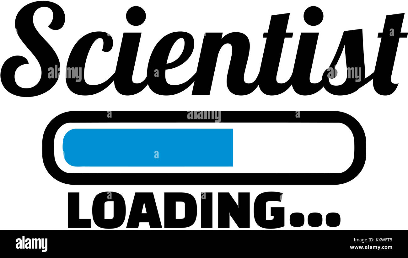 Scientifique avec barre de chargement Banque D'Images
