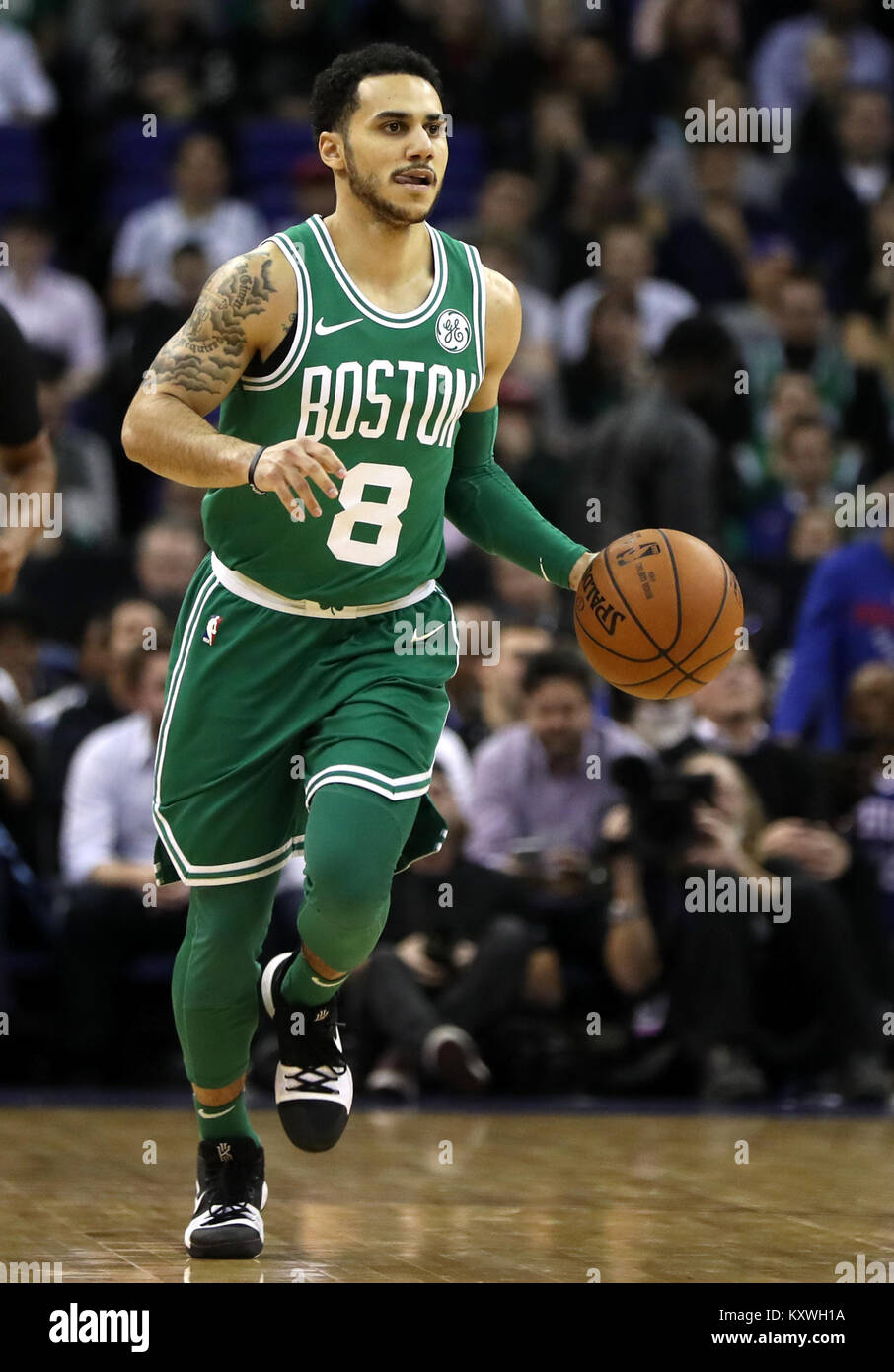 Boston Celtics' Shane Larkin au cours de la NBA à Londres 2018 Jeu l'O2 Arena, Londres. ASSOCIATION DE PRESSE Photo. Photo date : Jeudi 11 janvier 2018. Histoire voir l'ACTIVITÉ DE BASKET-BALL de Londres. Crédit photo doit se lire : Simon Cooper/PA Wire. RESTRICTIONS : usage éditorial uniquement, pas d'utilisation commerciale sans autorisation préalable Banque D'Images