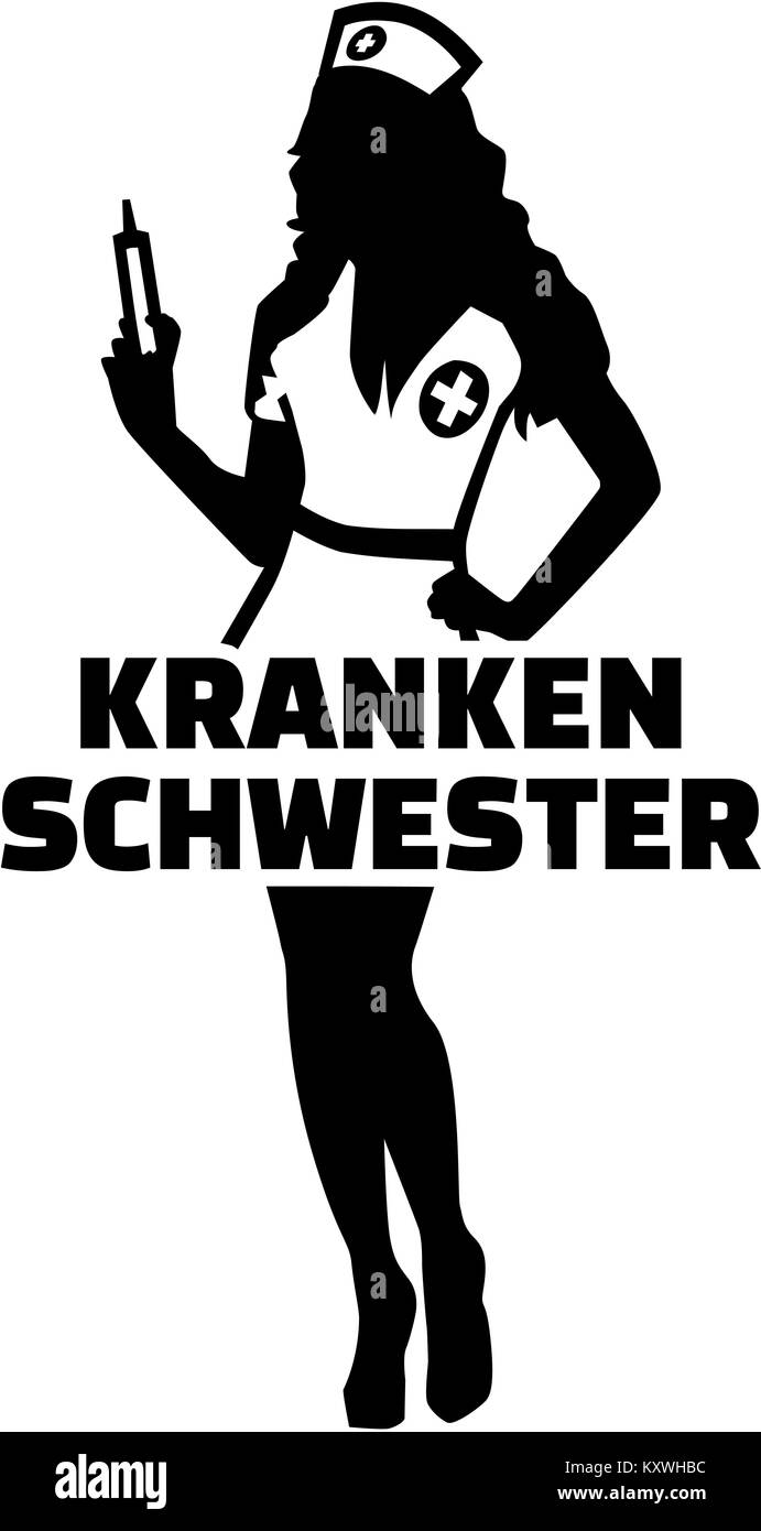 Silhouette infirmière allemande avec titre de l'offre Banque D'Images