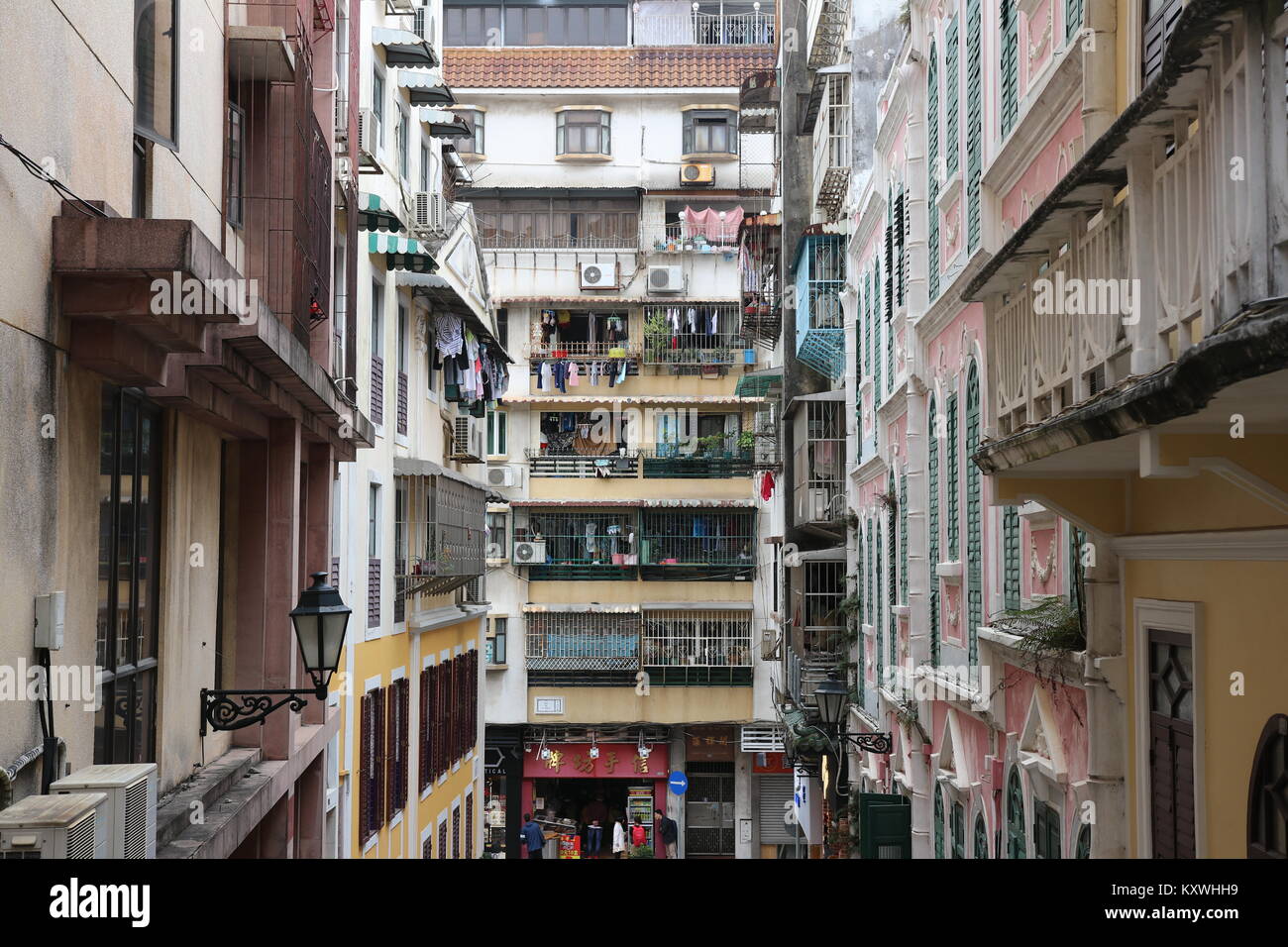 Rues à proximité des ruines de Saint Pauls à Macao Banque D'Images