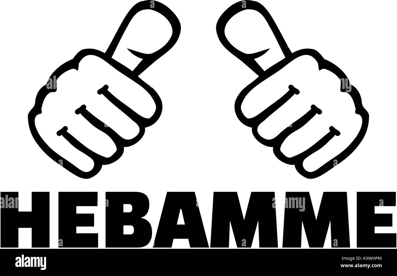 Pouces avec une sage-femme allemande titre de l'offre Banque D'Images