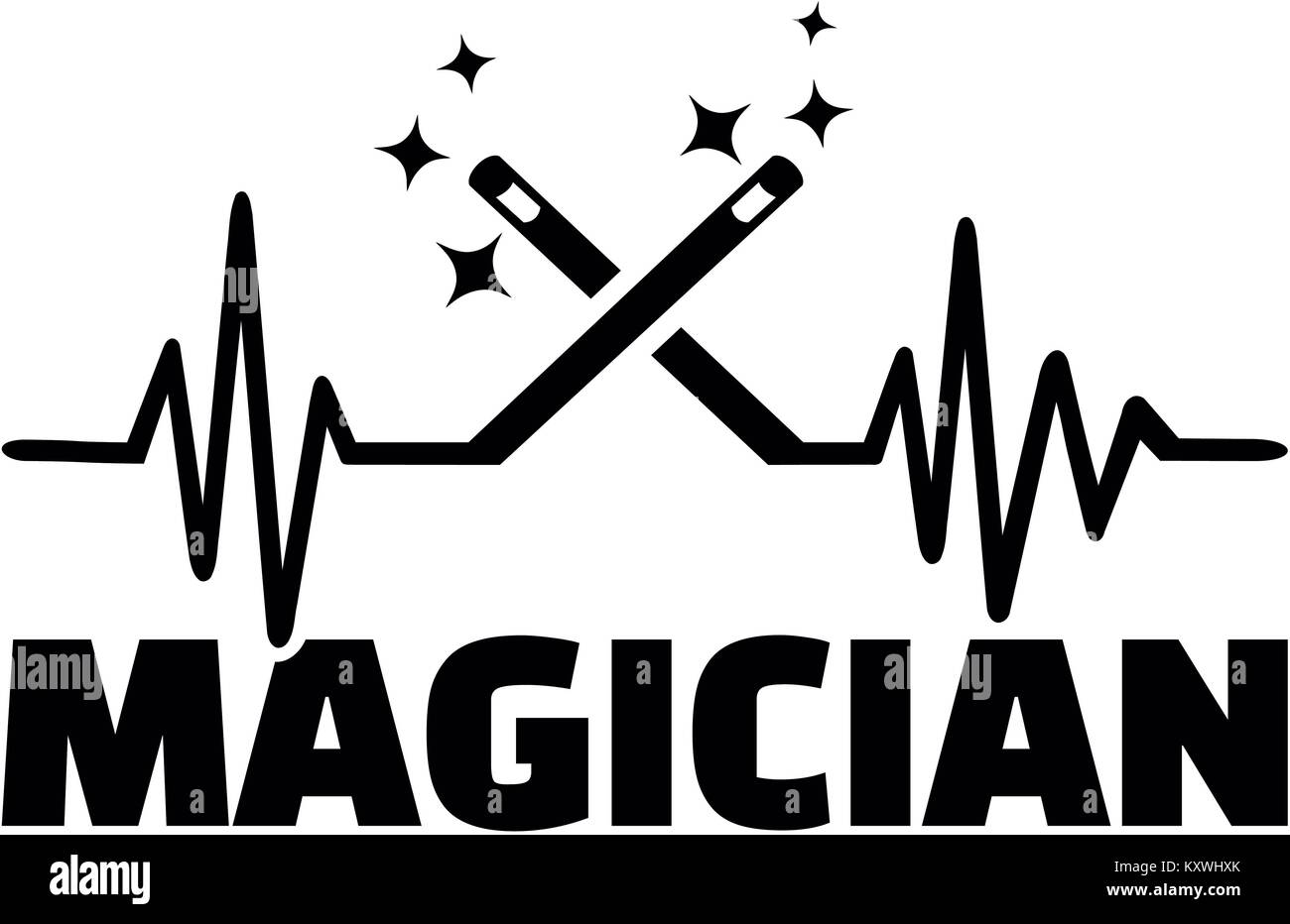 Impulsion de signal de magicien avec le titre du poste et traversé wands Banque D'Images