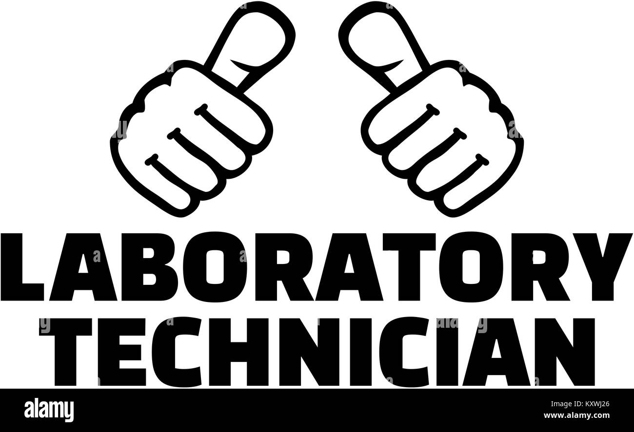 Technicien de laboratoire avec les pouces Banque D'Images