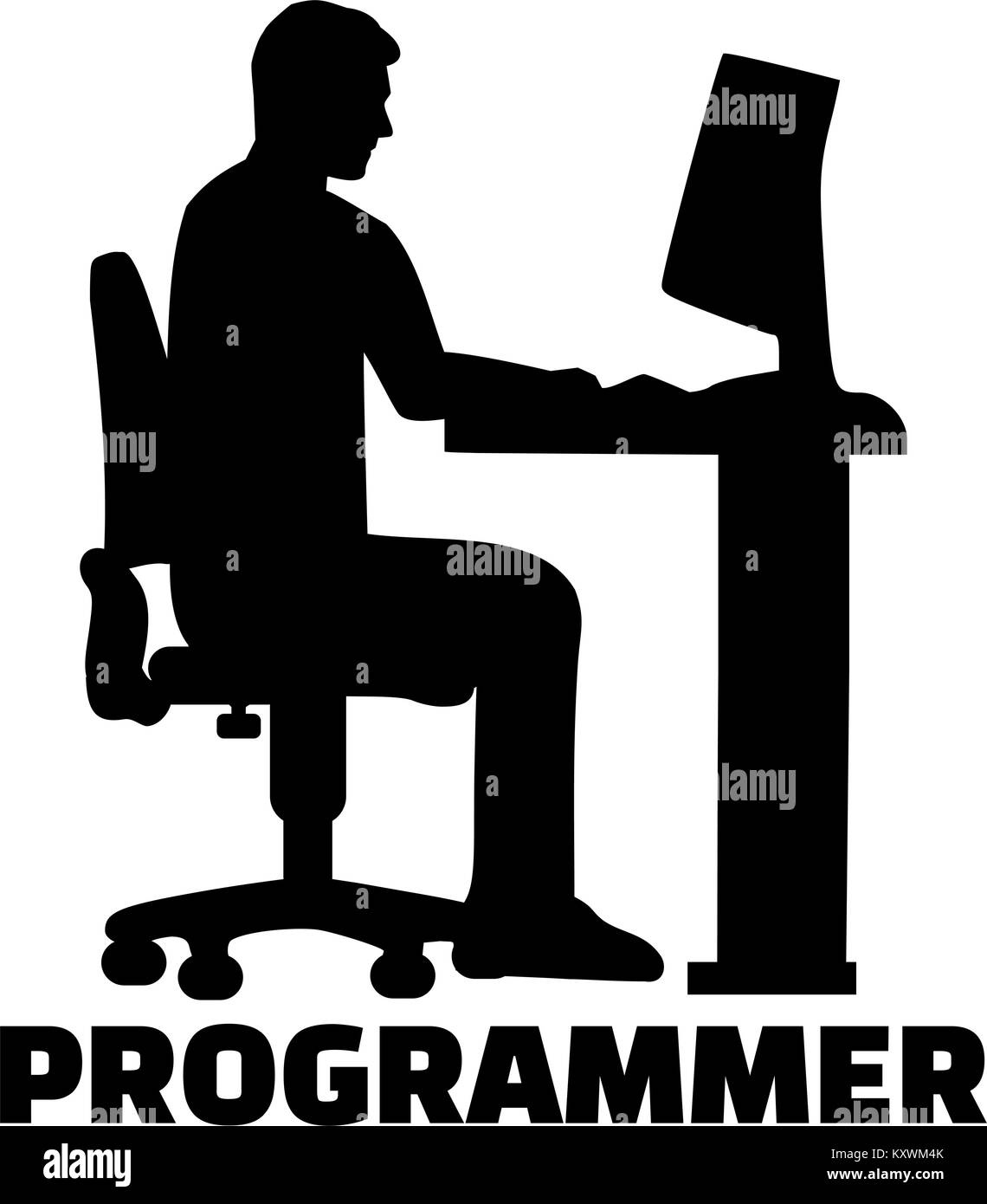 Silhouette avec le titre de Programmeur Illustration de Vecteur