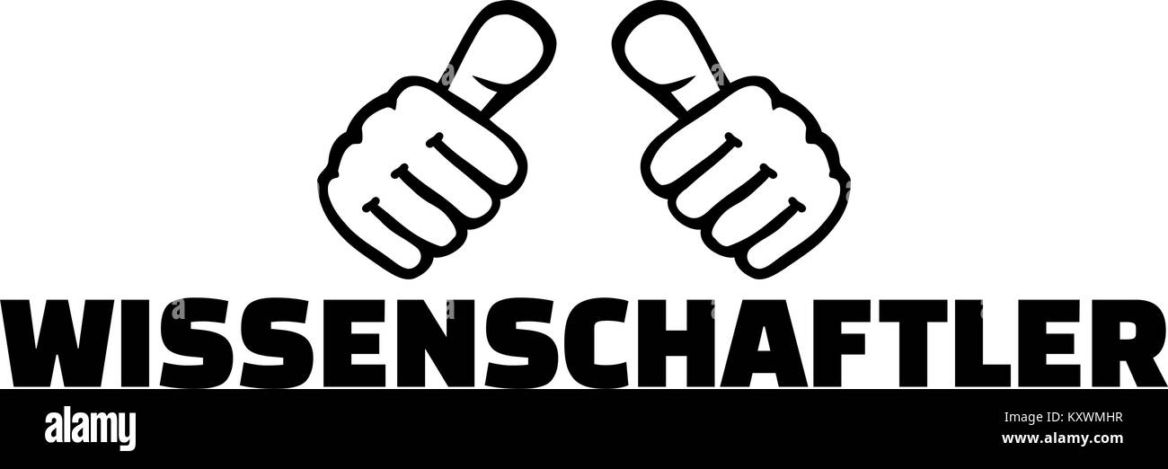 Scientist mot allemand avec thumbs Illustration de Vecteur