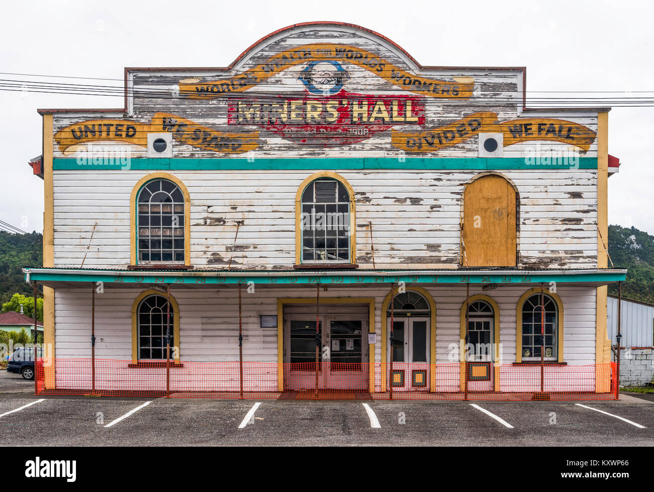 Miner's Hall, Runanga, Nouvelle-Zélande Banque D'Images