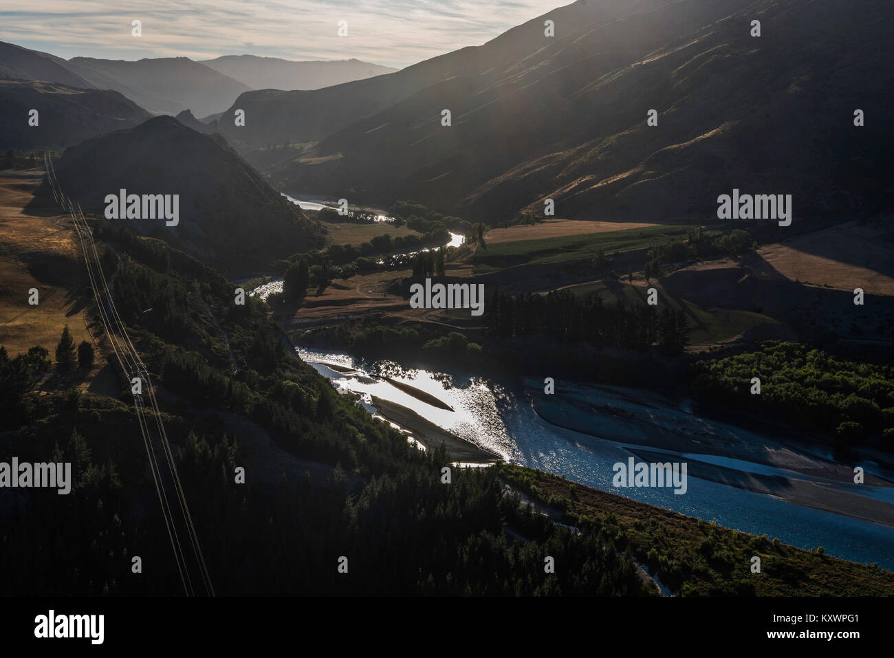 Paysage dans la vallée de la rivière Kawarau, Otago, Nouvelle-Zélande Banque D'Images