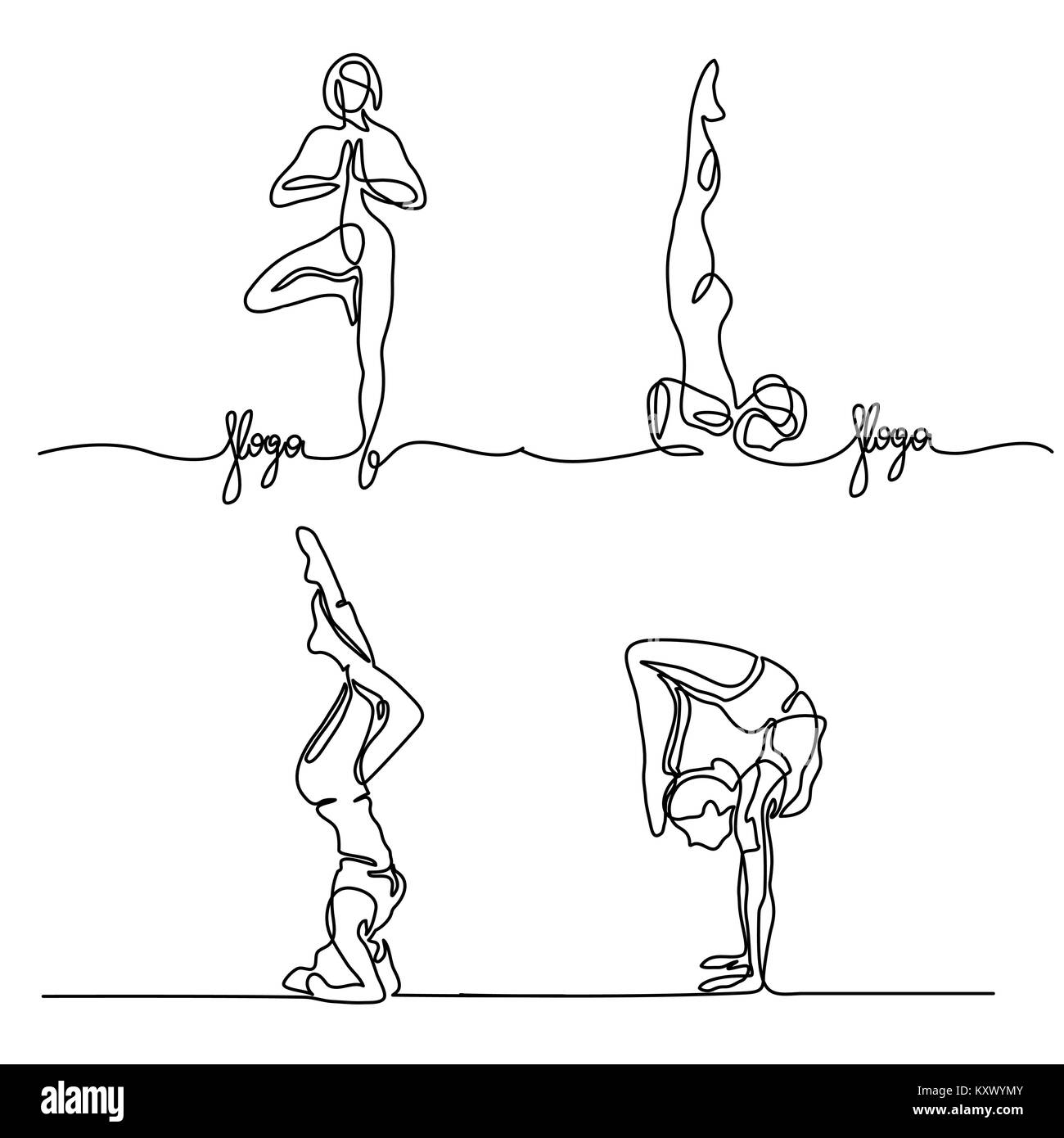 Woman doing Exercise Set en yoga pose Illustration de Vecteur