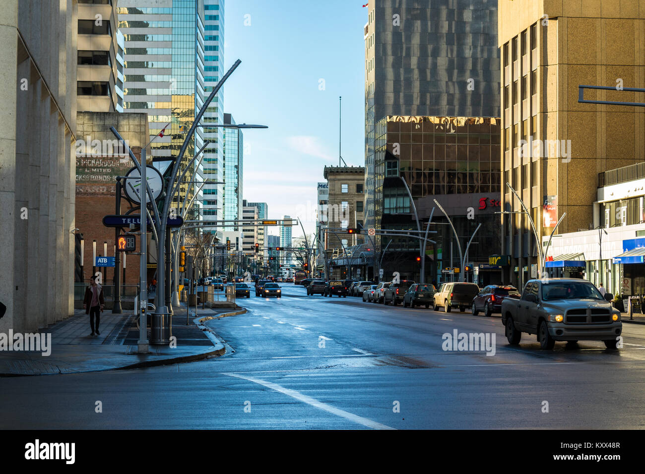 Le centre-ville d'Edmonton, Alberta, Avenue Jasper Banque D'Images