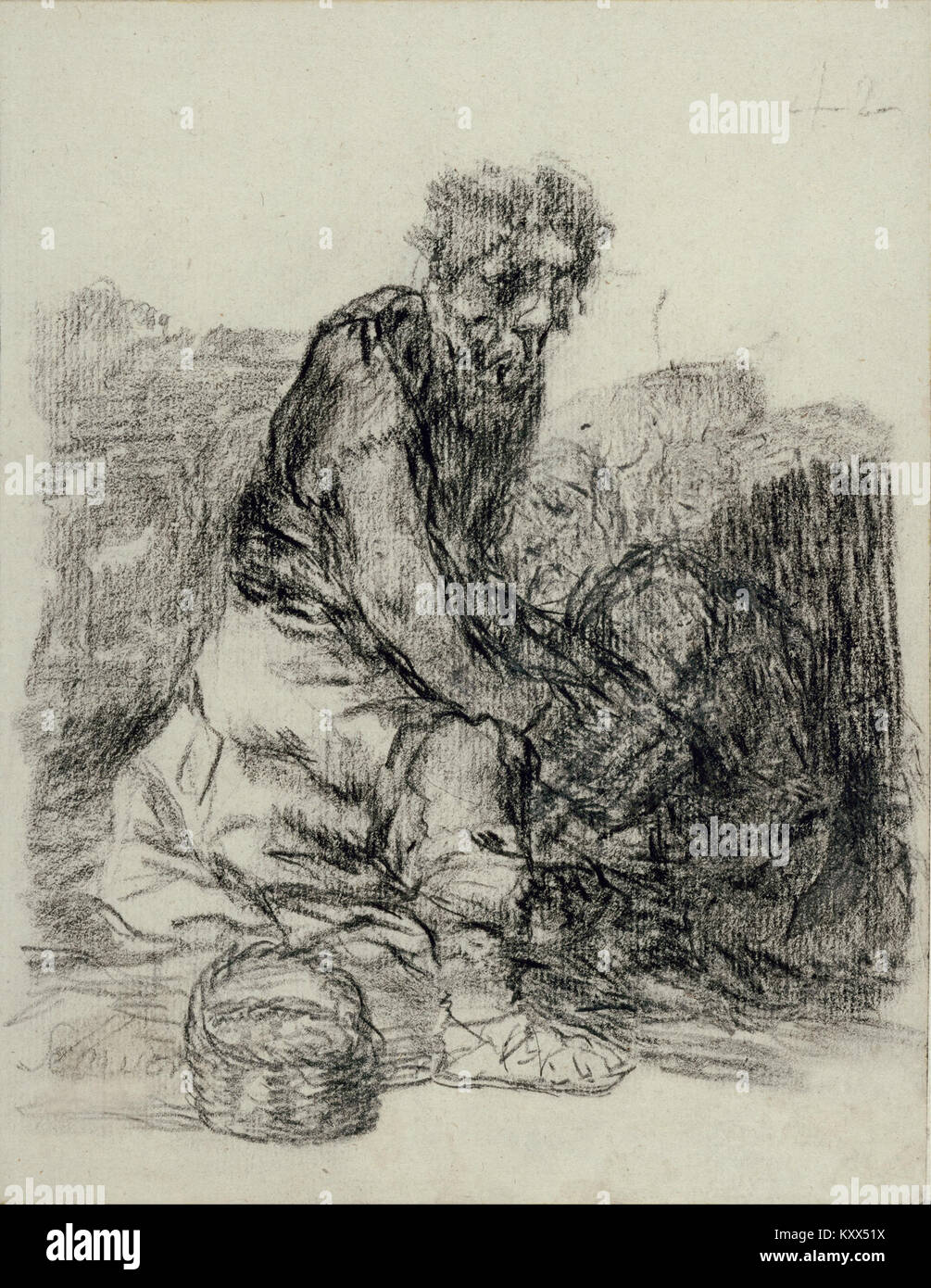 'Se mueren' (They are Dying) est une œuvre de l'artiste espagnol Francisco de Goya, qui fait partie de sa série 'désastres de la guerre'. L'image reflète les horreurs de la guerre, se concentrant sur les souffrances et la mort résultant du conflit pendant les guerres napoléoniennes. Banque D'Images