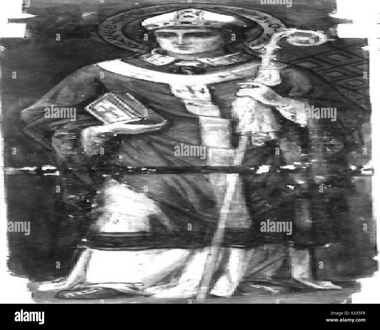 Étude de Augustine par František Sequens, peintre académique tchèque créé dans le cadre d'un concept de vitrail. L'œuvre reflète les traditions artistiques religieuses du XIXe siècle. Banque D'Images