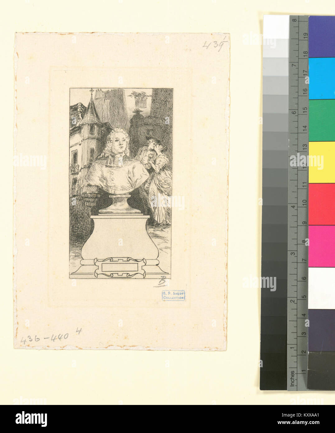 Frontispice gravé pour histoire de Manon Lescaut par l'abbé Prévost, représentant une scène du roman et illustrant l'illustration du livre français du XVIIIe siècle et l'ensemble littéraire Banque D'Images