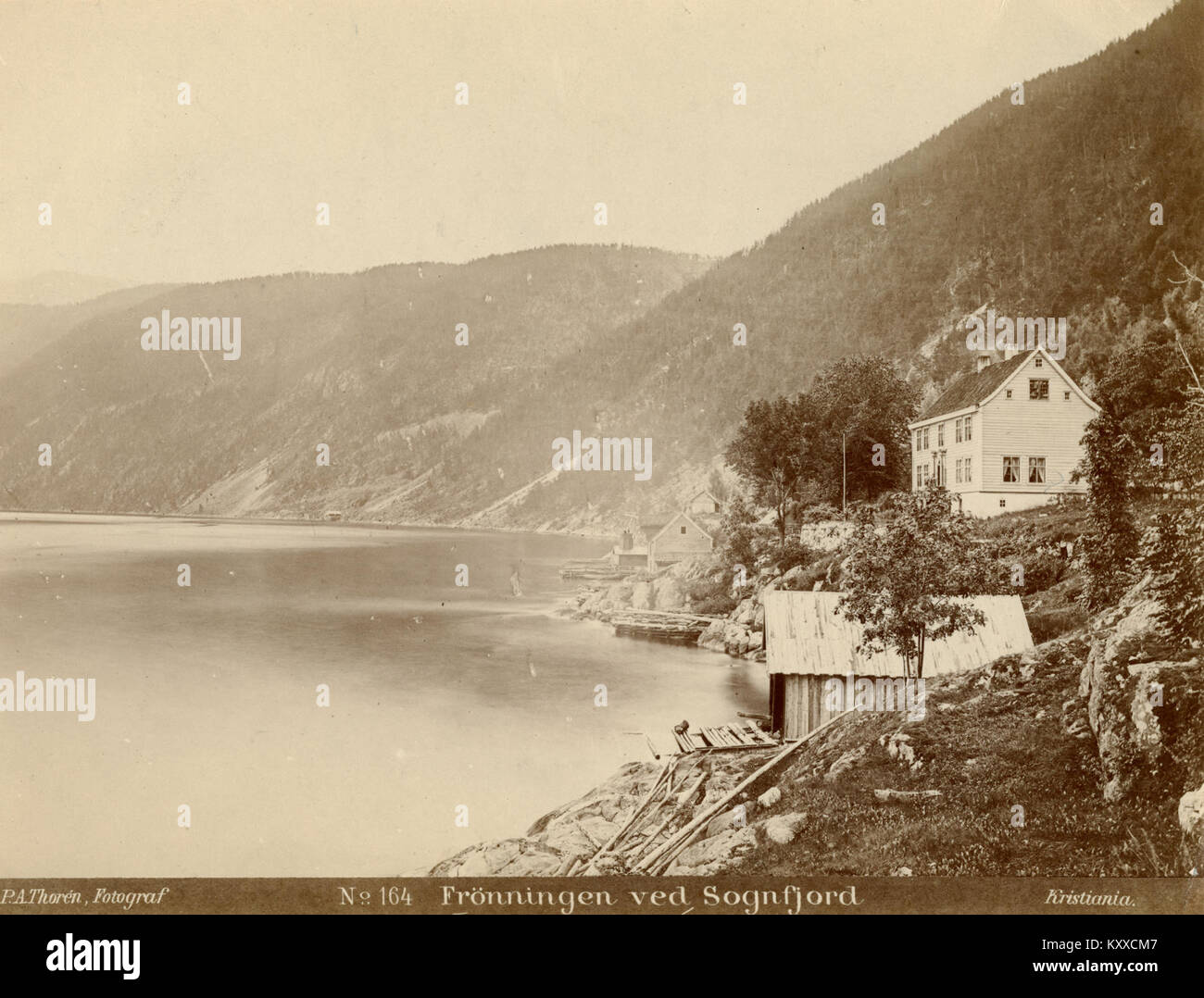 Frønningen à Sogn og Fjordane, en Norvège, est un petit village connu pour son paysage de fjord, son architecture norvégienne traditionnelle en bois et son importance culturelle dans la région de Vestland. Banque D'Images