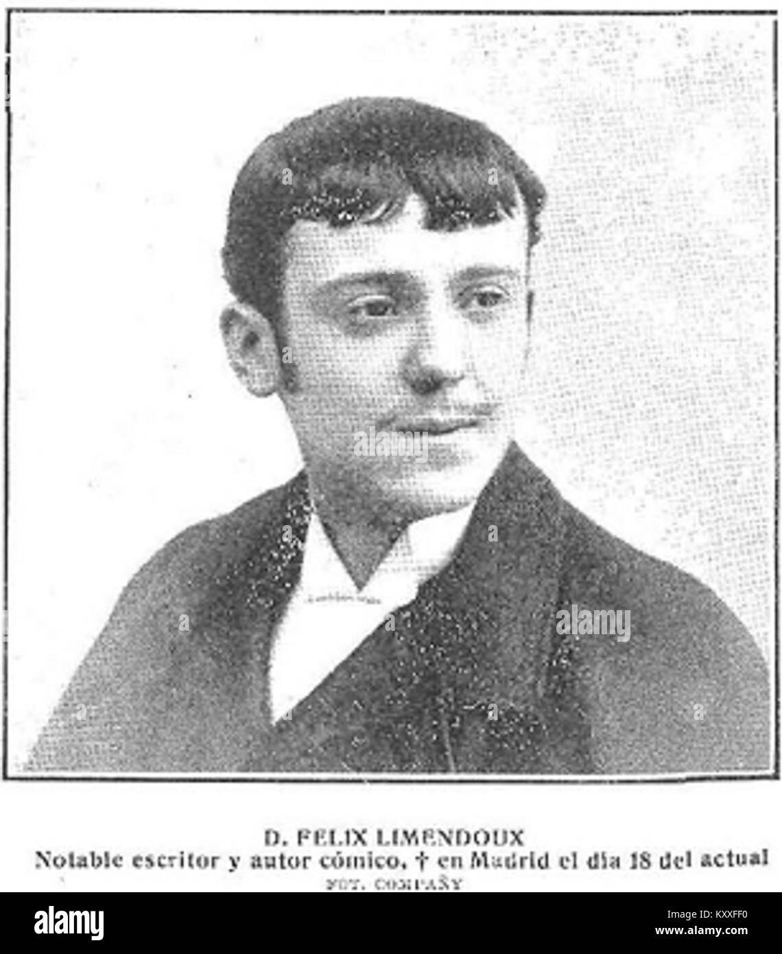 Portrait ou document associé à Félix Limendoux, lié à la famille ou à l’organisation Compañy, représentant une référence historique ou biographique. Banque D'Images