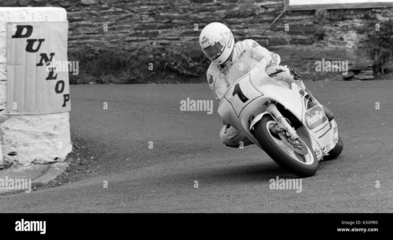 Klaus Klein, Moto Racer rider1986 TT de Formule 1, à l'île de Man TT races, Tourist Trophy. Banque D'Images