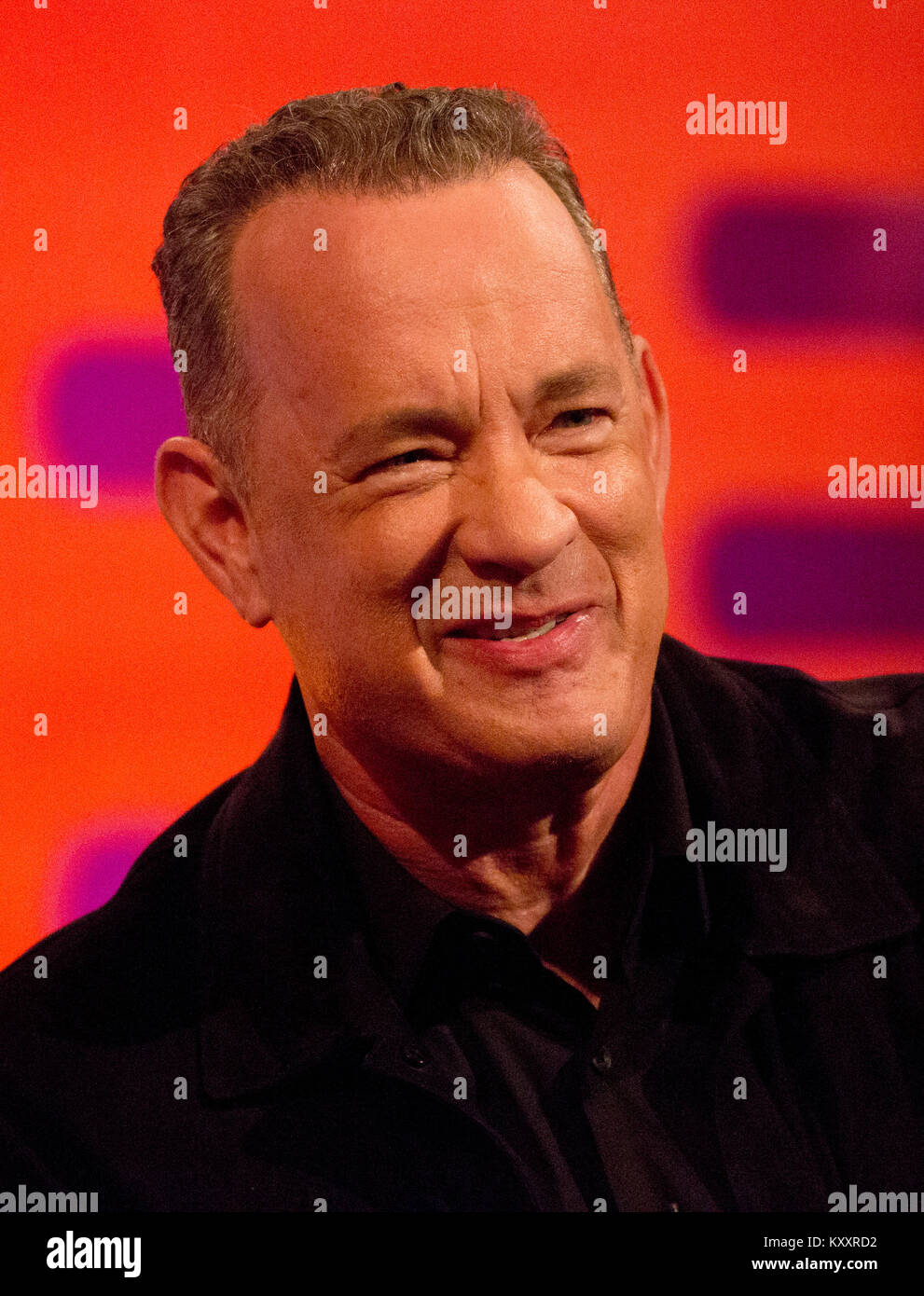 Tom Hanks pendant le tournage de The Graham Norton Show à la London Studios, à être diffusé sur BBC One le vendredi. Banque D'Images