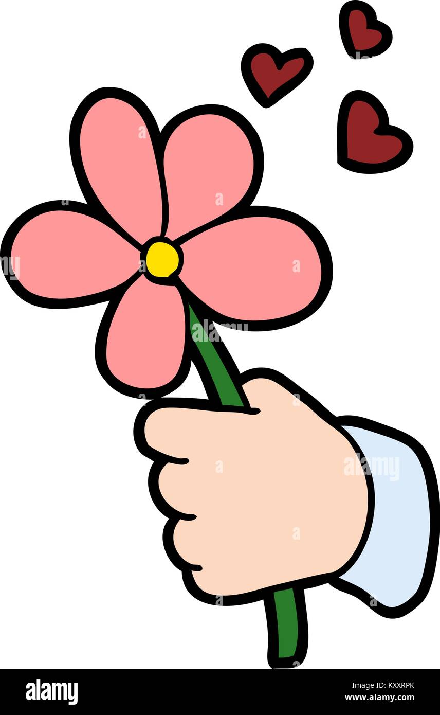 Cartoon hand holding flower Illustration de Vecteur