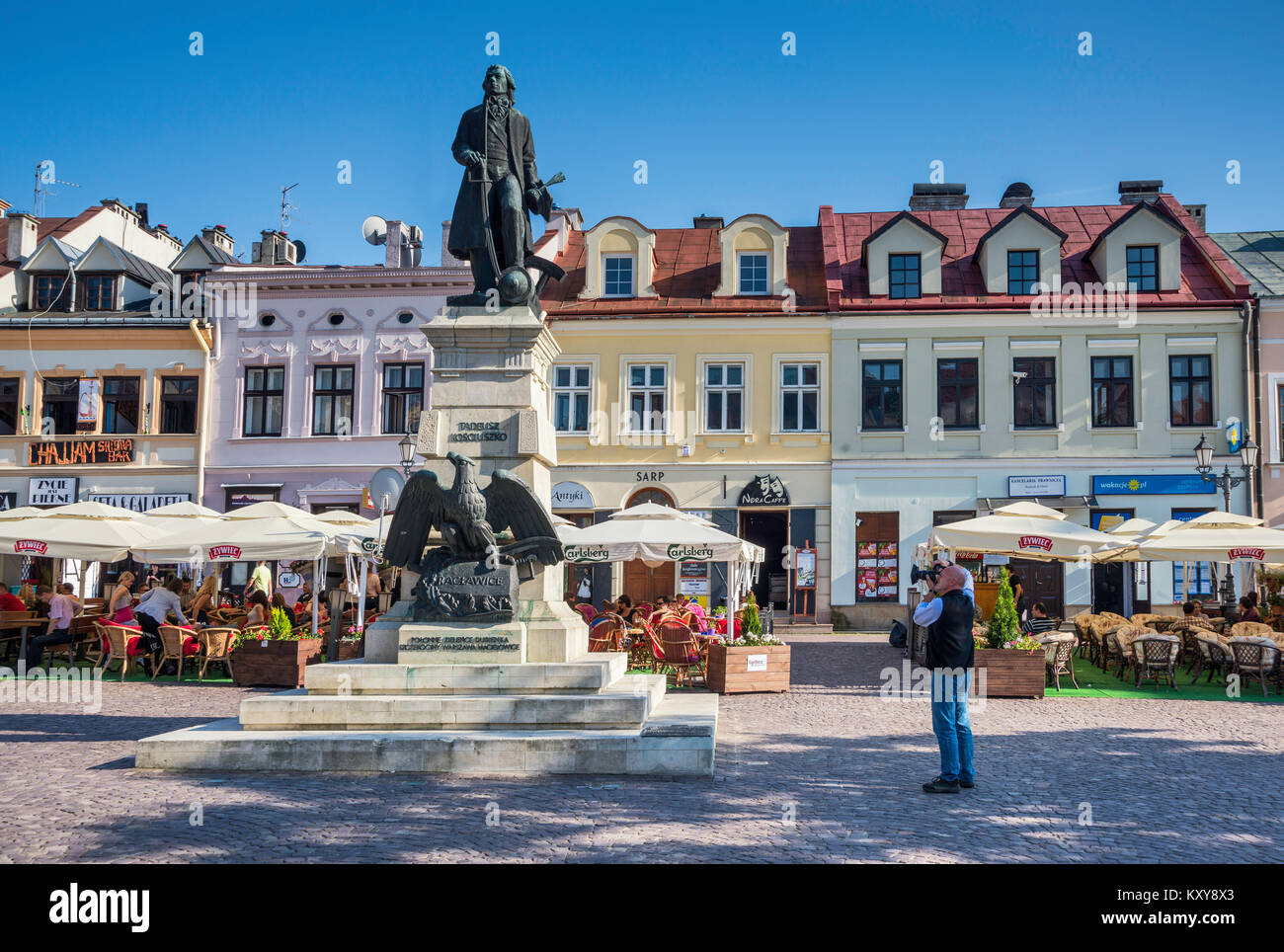 Tadeusz Kosciuszko Monument, une réplique de 1980 1894 statue, détruite en 1940 par les Allemands, à Rynek ou Place du marché de Rzeszów, aka Malopolska Banque D'Images