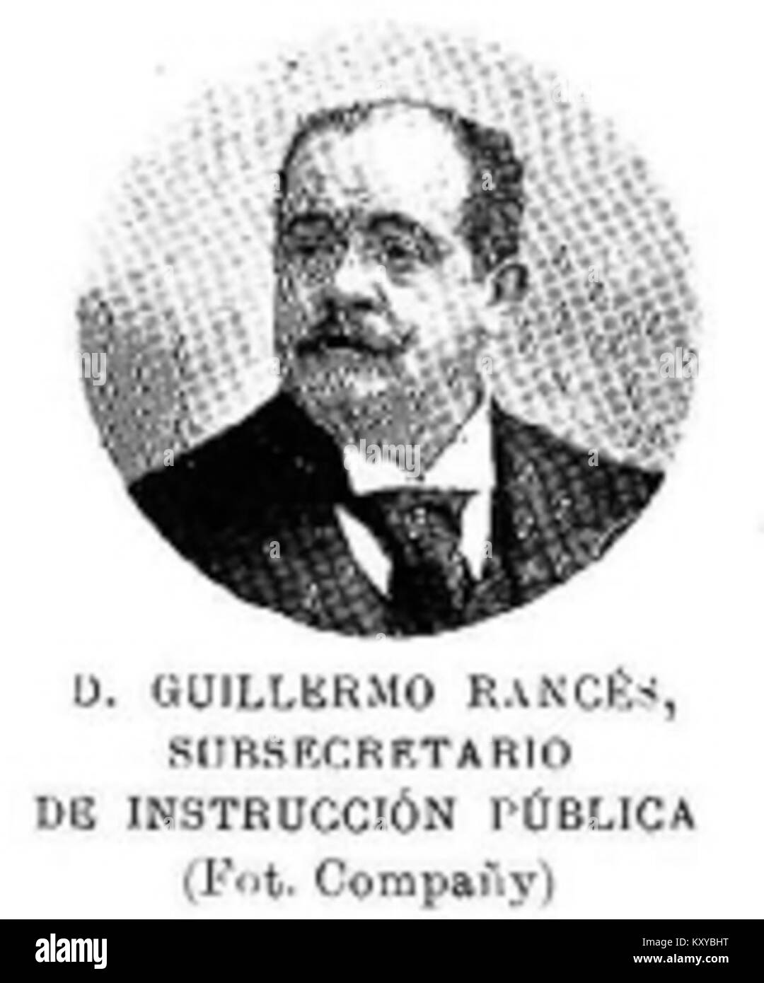 Le portrait montre Guillermo Rancés, sous-secrétaire à l'instruction publique en Espagne, reflétant son rôle dans l'administration de l'éducation nationale à la fin du XIXe siècle. Banque D'Images