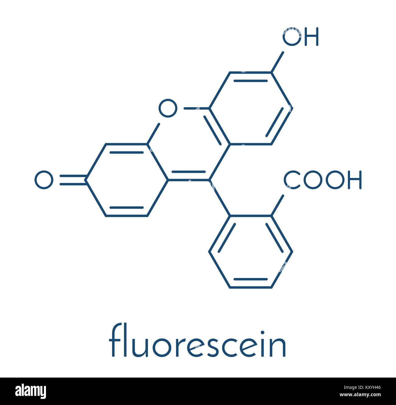Molécule fluorescente à la fluorescéine. Formule topologique. Illustration de Vecteur