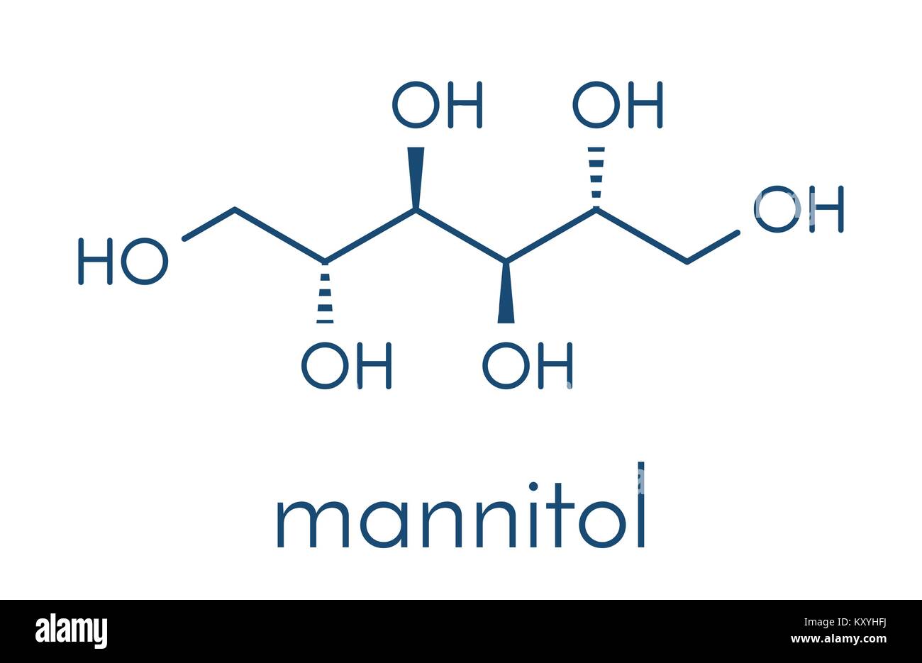 Le mannitol (mannite, la manne de sucre) molécule. Utilisé comme édulcorant, drogue, etc. formule topologique. Illustration de Vecteur