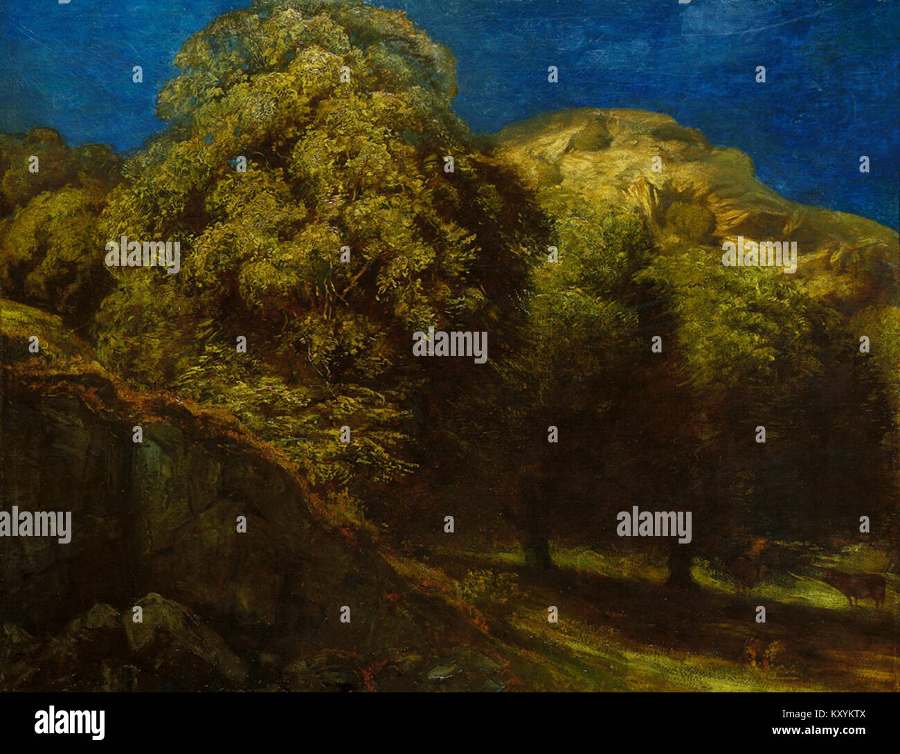 La peinture de Hans Thoma « Spätsommertag im Schwarzwald » de 1892 représente une journée d’été paisible dans la Forêt Noire, capturant le paysage et la beauté naturelle de la région. Banque D'Images