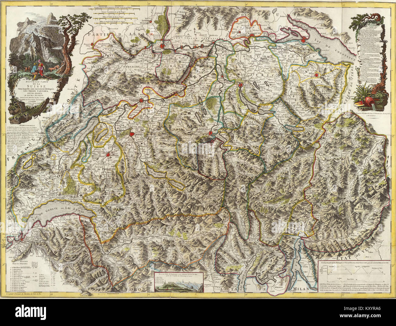 Faden, William - carte de Suisse 1799 Banque D'Images