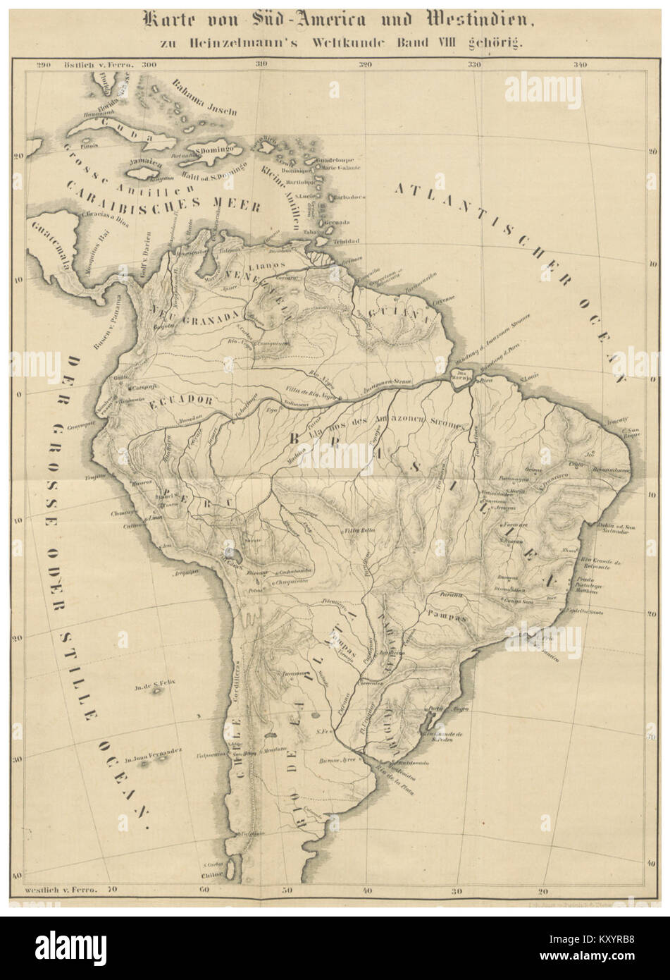 HEINZELMANN(1851) Südamerika und Westindien Kartenblatt 08,1039 Banque D'Images