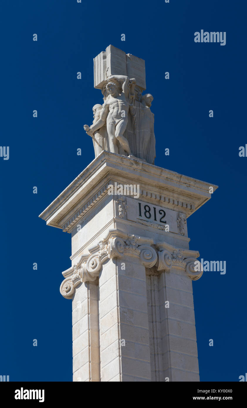 Plaza de España à Cadix, Espagne commémorant la Constitution espagnole de 1812. Banque D'Images