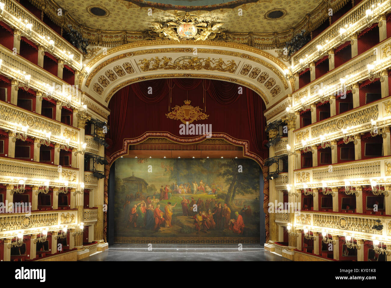 Scène, Théâtre San Carlo, 2013, Napolis, Italie. Banque D'Images