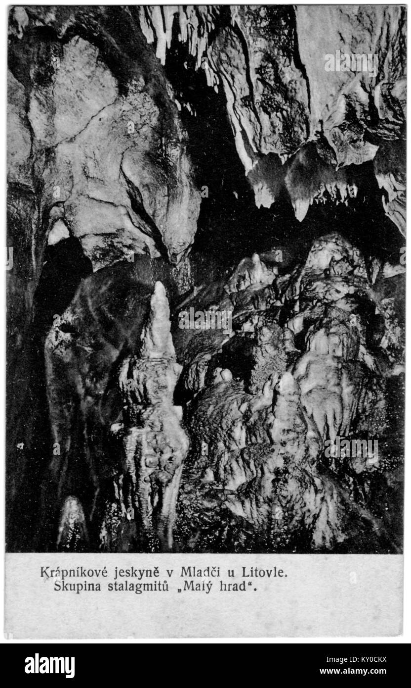 Carte postale historique des grottes de Mladeč Banque D'Images