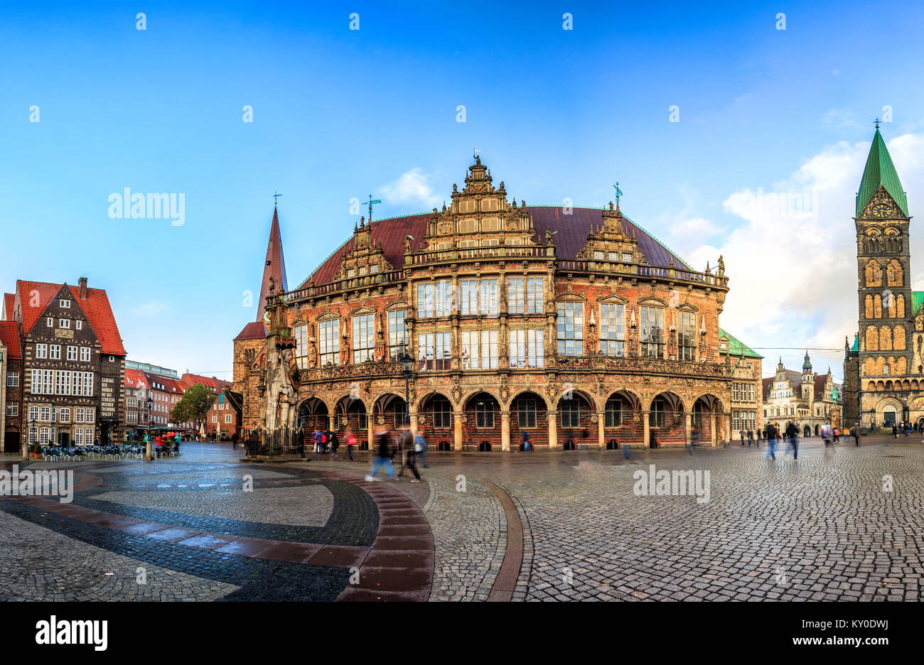 L'horizon de la place du marché principale de Brême, Allemagne Banque D'Images