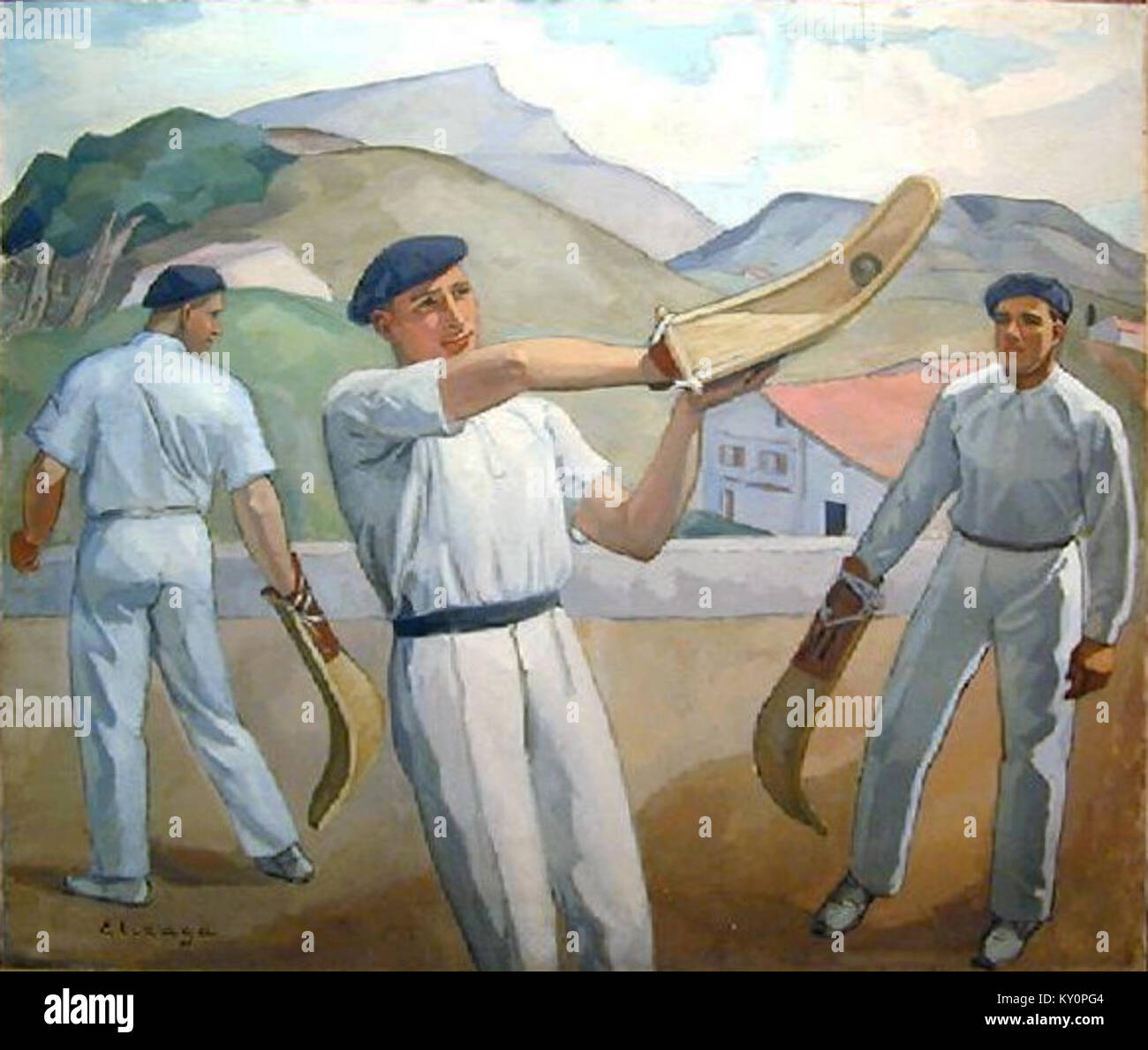 Portrait d’Hélène Elizaga, pilote professionnelle, mettant en valeur son expertise dans le sport traditionnel de la pelote basque. L'image souligne son athlétisme et son rôle dans la pratique moderne du sport. Banque D'Images